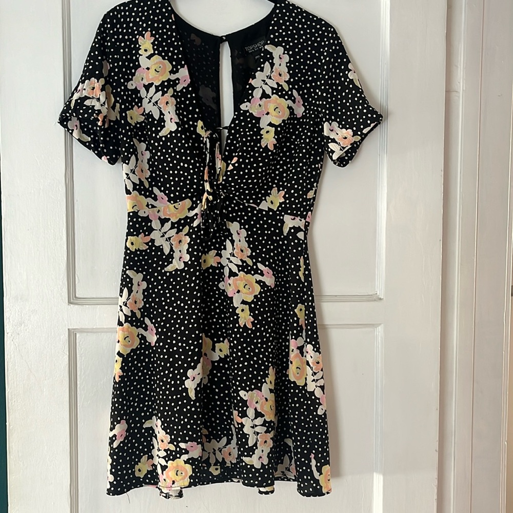 Polka dot and floral summer mini dress